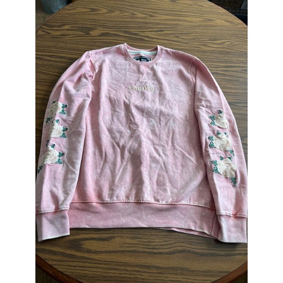 Blind Rooster pink with embroidered sleeves sweatshirt size Large - Picture 1 of 10